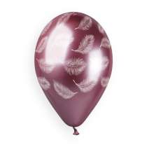 Palloncino in Lattice 13" GBS120 Shiny Assortito con Stampa Piume 25pz Gemar "Theme & Patterns"