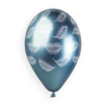 Palloncino in Lattice 13" GBS120 Shiny Assortito con Stampa Piume 25pz Gemar "Theme & Patterns"