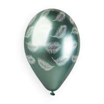 Palloncino in Lattice 13" GBS120 Shiny Assortito con Stampa Piume 25pz Gemar "Theme & Patterns"