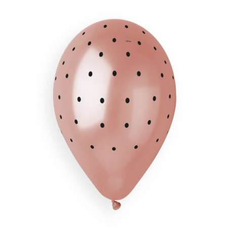 Palloncino in Lattice 13" GMS120 Rose Gold con Pois Neri 50pz Gemar Pois "Polka Dots"