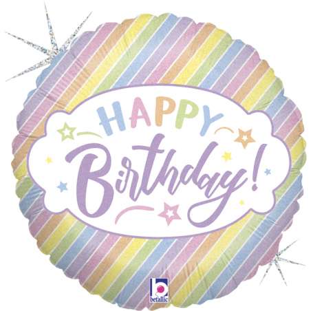 Palloncino in Foil 18" Happy Birthday "Pastel Birthday" Happy Birthday Grabo