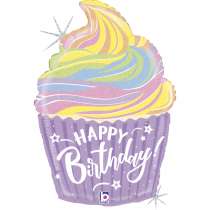 Palloncino in Foil 27" Super Shape Cupcake Happy Birthday "Pastel Birthday" Happy Birthday Grabo