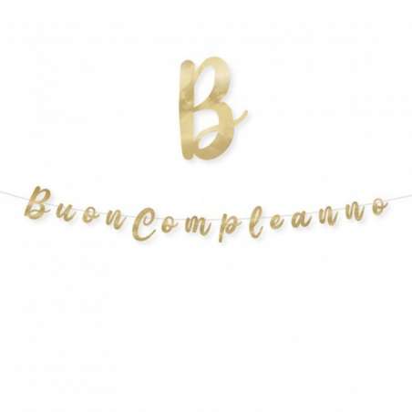 Festone Buon Compleanno Oro Metallizzato 3mt Festoni Buon Compleanno