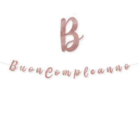 Festone Buon Compleanno Rose Gold Metallizzato 3mt Festoni Buon Compleanno