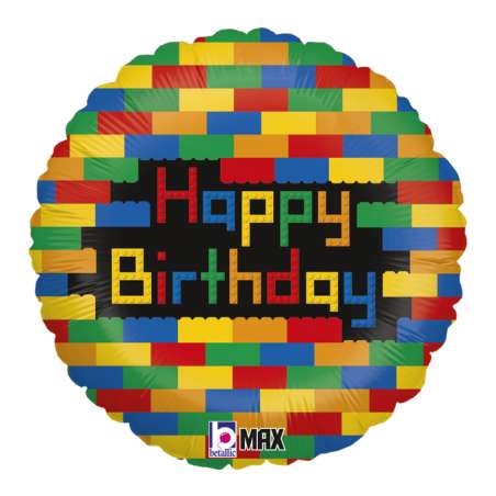 Palloncino in Foil 18" Mattoncini Happy Birthday "Birthday Blocks" Happy Birthday Grabo