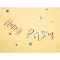 Banner Happy Birthday Argento 62cm Festoni Buon Compleanno