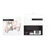 Tovagliolo "Happy Birthday" Rose Gold Metallizzato 20pz Happy Birthday Rose Gold