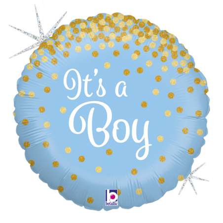 Palloncino in Foil 18" Celeste "Glittering It's a Boy" Nascita e Battesimo Grabo