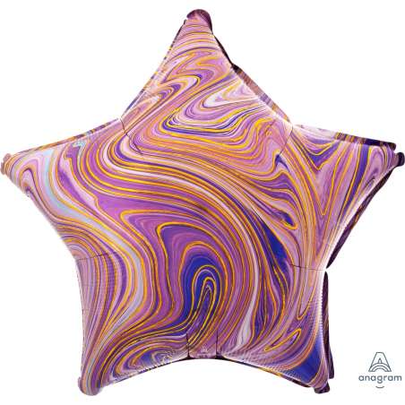 Palloncino in Foil 18" Stella Viola Marmorizzato "Marblez Purple Star" Marmorizzati "Marblez"