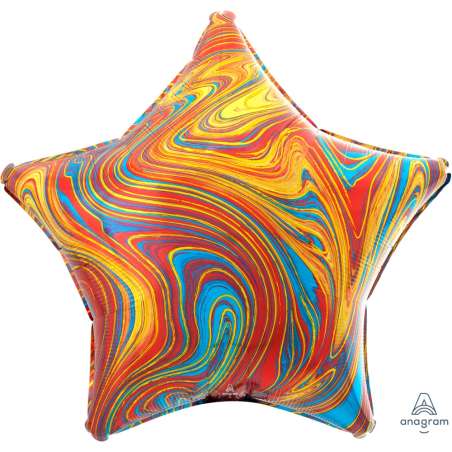 Palloncino in Foil 18" Stella Multicolor Marmorizzato "Marblez Colorful Star" Marmorizzati "Marblez"