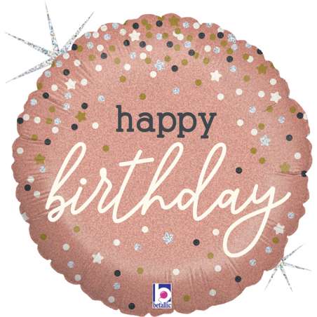 Palloncino in Foil 18" Happy Birthday "Rose Gold Confetti" Happy Birthday Grabo