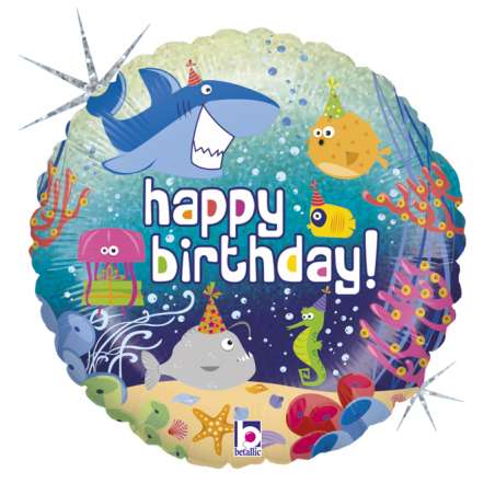Palloncino in Foil 18" Happy Birthday Oceano "Birthday Ocean" Happy Birthday Grabo