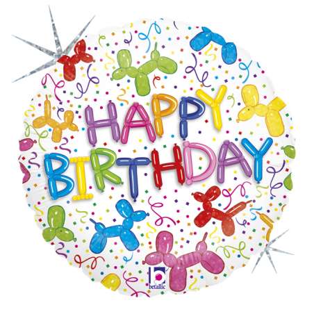 Palloncino in Foil 18" Happy Birthday Cane "Balloon Dog" Happy Birthday Grabo