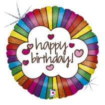 Palloncino in Foil 18" Happy Birthday "Retro Rainbow" Happy Birthday Grabo
