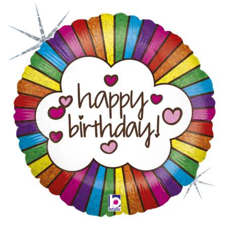 Palloncino in Foil 18" Happy Birthday "Retro Rainbow" Happy Birthday Grabo