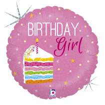 Palloncino in Foil 18" Happy Birthday Girl "Birthday Cake" Happy Birthday Grabo