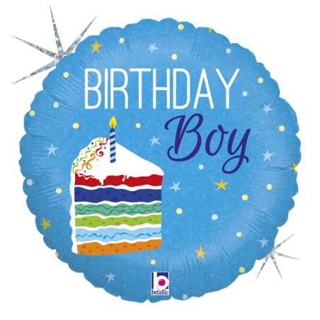 Palloncino in Foil 18" Happy Birthday Boy "Birthday Cake" Happy Birthday Grabo