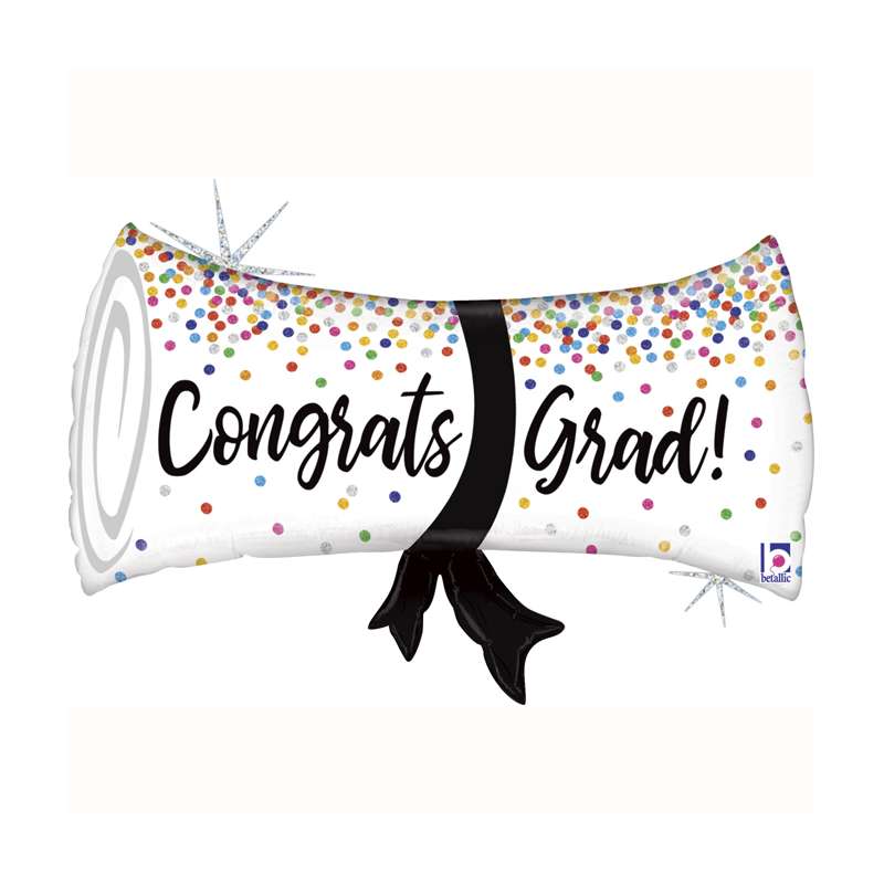 Unique Party - Peso Per Palloncini A Forma Di Busta Regalo - Congrats Grad (Nero)