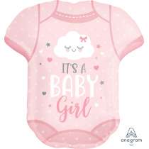 Palloncino in Foil 24" Super Shape Tutina Rosa "It's a Baby Girl" Nascita e Battesimo