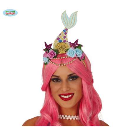 Cerchietto per Capelli con Coda di Sirena Glitterata e Fiorellini Cerchietti e Tiare