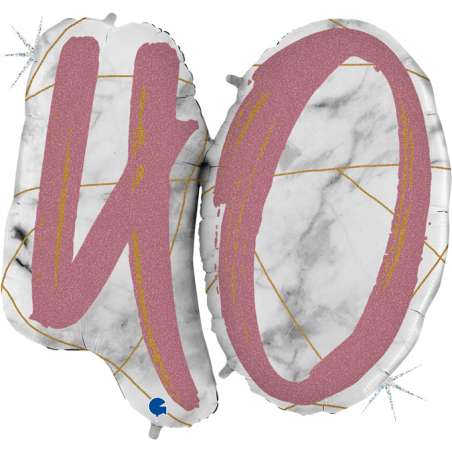 Palloncino in Foil 43" Super Shape Marmorizzato Numero 40 "Marble Rose Gold" Marble Grabo
