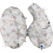Palloncino in Foil 43" Super Shape Marmorizzato Numero 60 "Marble Rose Gold" Marble Grabo