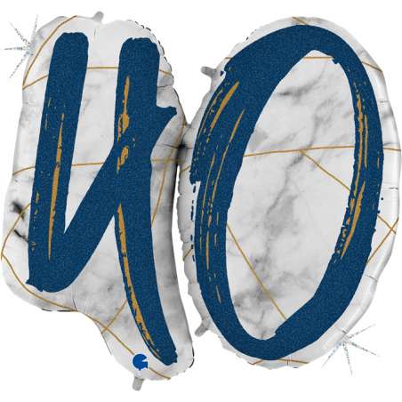 Palloncino in Foil 43" Super Shape Marmorizzato Numero 40 "Marble Blue" Marble Grabo