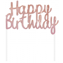 Cake Topper di Carta 11cm Rose Gold Sagomato "Happy Birthday" Picks e Topper Eventi