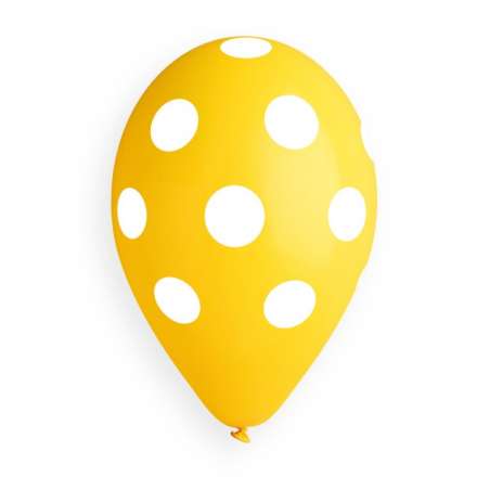 Palloncino in Lattice 12" GS110 Giallo con Pois Bianco 100pz Gemar Pois "Polka Dots"