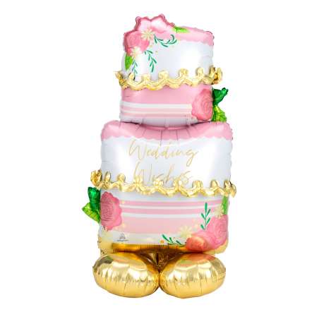 Palloncino in Foil 52" AirLoonz Torta Nuziale "Wedding Cake" Standups ad Aria "No Elio"