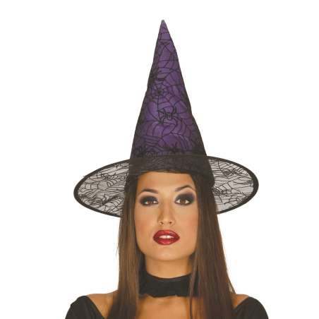 Cappello Strega Viola con Ragnatela Accessori Persona Halloween