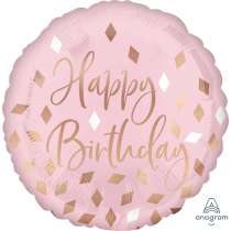 Palloncino in Foil 18" Happy Birthday Confetti Rose Gold Generico