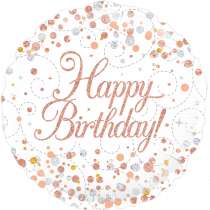 Palloncino in Foil 18" Happy Birthday Rose Gold "Sparkling Fizz" Palloncini in Foil Oaktree