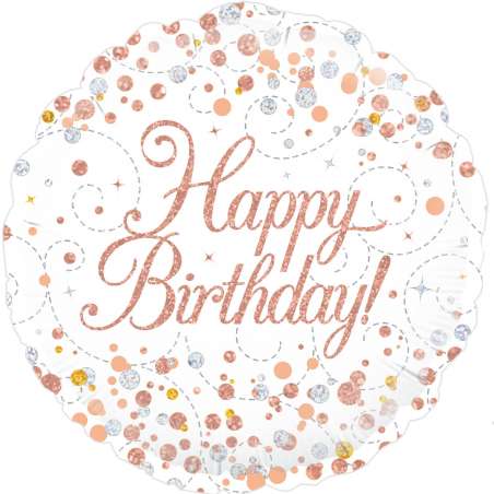 Palloncino in Foil 18" Happy Birthday Rose Gold "Sparkling Fizz" Palloncini in Foil Oaktree
