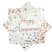 Tovagliolo di Carta 33x33cm Happy Anniversary "Sparkling Fizz" 16pz Coordinati Tavola Oaktree