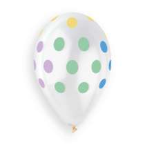 Palloncino in Lattice 13" GS120 Trasparente con Pois Macaron 50pz Gemar Pois "Polka Dots"