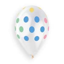 Palloncino in Lattice 13" GS120 Trasparente con Pois Macaron 50pz Gemar Pois "Polka Dots"