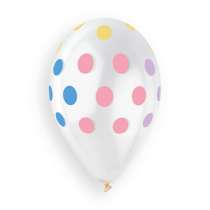 Palloncino in Lattice 13" GS120 Trasparente con Pois Macaron 50pz Gemar Pois "Polka Dots"