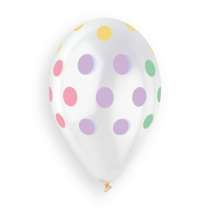 Palloncino in Lattice 13" GS120 Trasparente con Pois Macaron 50pz Gemar Pois "Polka Dots"