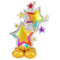 Palloncino in Foil 59" AirLoonz Stelle Multicolor "Colorful Star" Standups ad Aria "No Elio"
