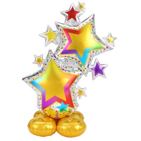 Palloncino in Foil 59" AirLoonz Stelle Multicolor "Colorful Star" Standups ad Aria "No Elio"