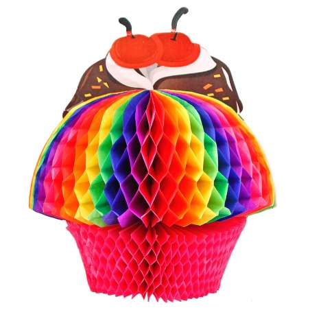 Decorazione di Carta a nido d'ape Cupcake Arcobaleno Addobbi e Palloncini Tema Dolci