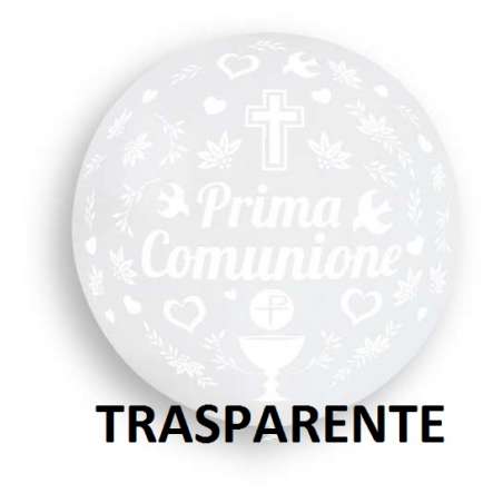 Palloncino in Lattice 31" GS220 Trasparente con Stampa Margherite Bianca "Prima Comunione" Gemar "Religious Celebrations"