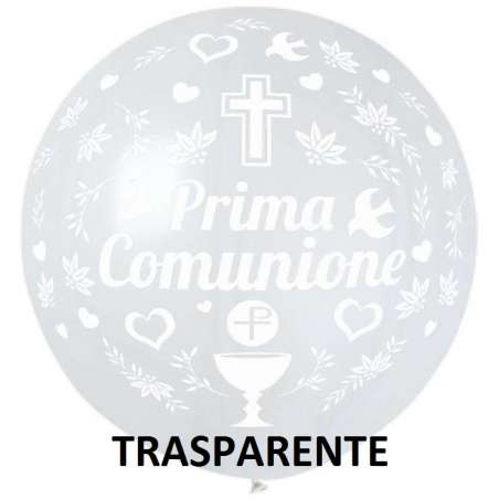 Palloncino in Lattice 31" GS220 Trasparente e Scritta Bianca "Prima Comunione" Gemar "Religious Celebrations"