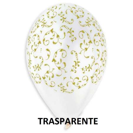 Palloncino in Lattice 12" GS110 Trasparente con Stampa Filigree Oro 100pz Gemar "Wedding/Anniversary"