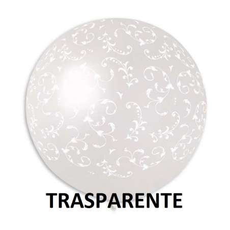 Palloncino in Lattice 31" GS220 Trasparente con Stampa Filigree Bianca Gemar "Wedding/Anniversary"