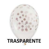 Palloncino in Lattice 13" GS120 Trasparente con Confetti Rose Gold 50pz Gemar Pois "Polka Dots"