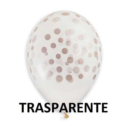 Palloncino in Lattice 13" GS120 Trasparente con Confetti Rose Gold 50pz Gemar Pois "Polka Dots"