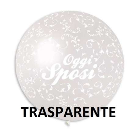 Palloncino in Lattice 31" GS220 Trasparente con Stampa Filigree e Scritta "Oggi Sposi" Gemar "Wedding/Anniversary"