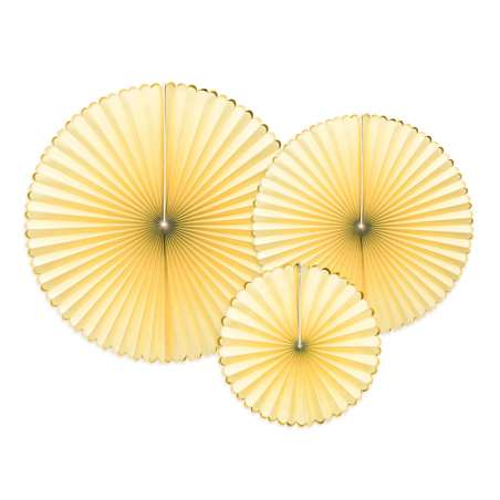 Rosoni Decorativi Giallo e Oro Metallizzato "Yummy" 3pz Festa Tema Macaron